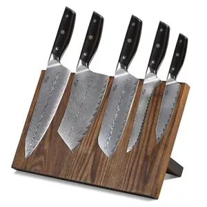 6Pcs TURWHO Chef Knife Set Japanese Damascus Steel Kitchen Knives + Knife Block - Picture 1 of 12