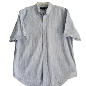 Camisa Ralph Lauren Para Hombres XL Azul Blanco Rayas Seersucker Playa Verano Clásico - Imagen 1 de 8