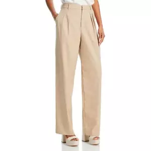 WAYF Womens Beige Pleated High Rise Office Dress Pants Trousers M BHFO 0090 - Picture 1 of 2