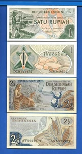Indonesia P-78 & P-79 1 & 2 1/2 Rupiah 1961 Uncirculated Banknotes Set #5 - Picture 1 of 1