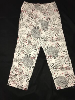 Imaternity Stretch Maternity Pants Words Black White Red Capri Size Small EUC - Image 1 of 4