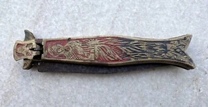 Vintage altes indisches handgefertigtes schönes Meerjungfrauenfigur Messing Klappmesser - Bild 1 von 12