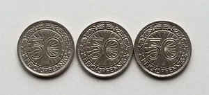 DEUTSCHLAND LOT VON DREI 50 PFENNIG VON 1927-1929 EIN REICHPFENNIG SELTENER KURSMÜNZENSATZ  - Bild 1 von 10
