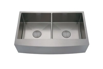 TODO NUEVO 2025 Acero Inoxidable Cepillado Doble Cuenco Delantal Mayordomo Fregadero de Cocina Foto 1 de 4