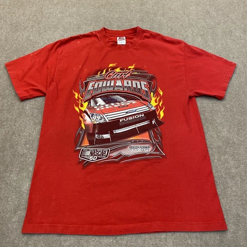 Carl Edwards Shirt Adult Large Car 99 NASCAR 60 Years 2008 Red Cotton Mens Cover