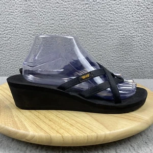 Teva Sandals Womens 9 Black Mush Mandalyn Ola 2 Casual Wedge Flip Flops Platform - Picture 1 of 14