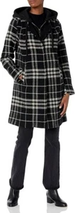 *NWT* Rachel Roy Ladies Walker Coat with Bib Black/White Plaid Large - Picture 1 of 1