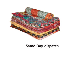 Kantha Quilt Indian Lot Of 20 Bedspread Gudri Vintage 100% Cotton handmade New - Picture 1 of 6