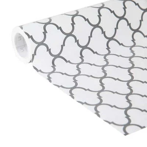 Contact Paper Adhesive Shelf Liner, Gray Quatrefoil, 20 in. x 15 ft. Roll - Picture 1 of 12