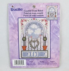 Bucilla Welcome Sit Long Talk Much Laugh Often Counted Cross Stitch Kit #43158 - Picture 1 of 3