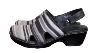 B.O.C. Lyza Cutout Canvas Slingback Clog Shoes - Size 9 - Stripes - Comfort Shoe - Picture 1 of 10