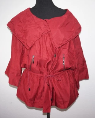 Spiegel Dark Brick Red Drawstring Waist Shawl Collar Shirt Top Womans Sz 6 - Image 1 of 4