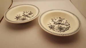 2 cuencos vintage con borde Art Deco con patrón de pájaro de cerámica globo Inglaterra restaurante - Imagen 1 de 3