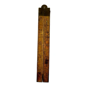 Lufkin Vintage Folding No.771 Brass And Wood 4 Fold Ruler 24 Inches - Picture 1 of 12