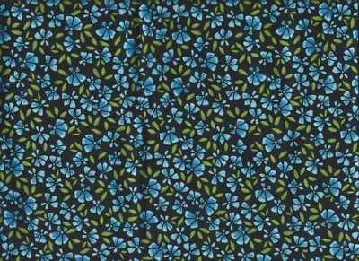 "Wild by Nature", Azul Floral sobre Negro, Maywood Studio, Tela de Acolchado POR Y Foto 1 de 2