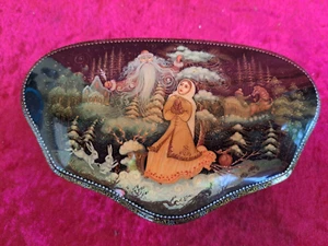 schöne , hochwertige, russische Lackdose , russisches Märchen , signiert - Bild 1 von 6