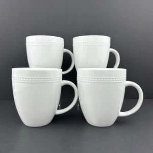 Threshold BEADED WHITE Mugs (4) Hobnail MINT Condition - Picture 1 of 18