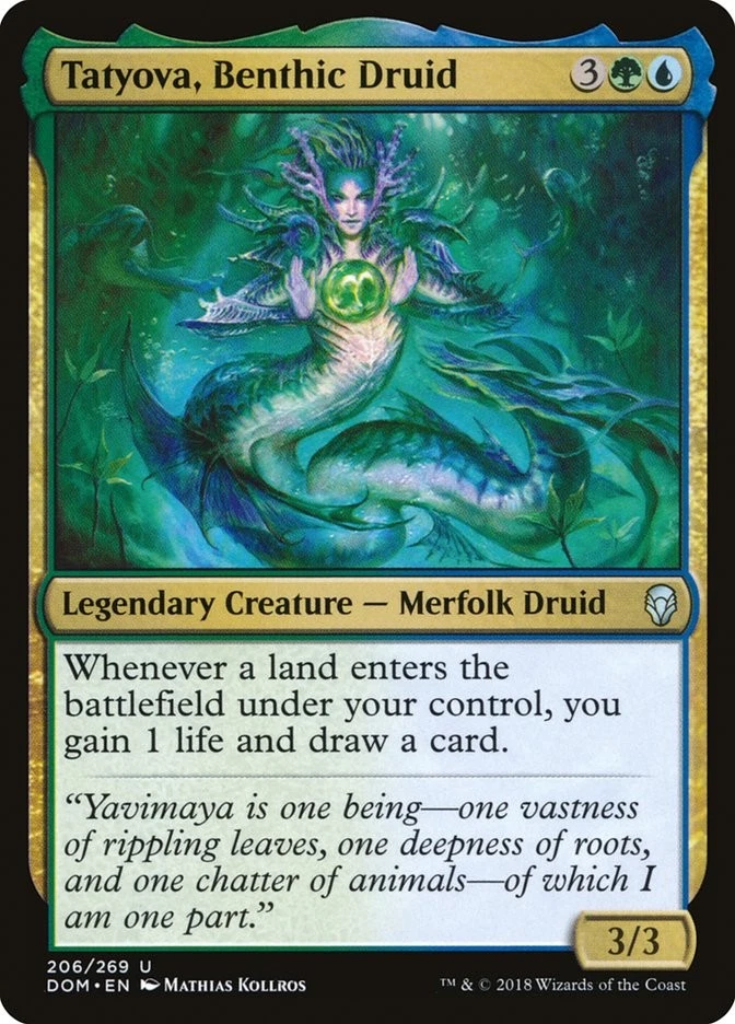 MTG Magic the Gathering Tatyova, Benthic Druid (206/296) Dominaria MP - Image 1 of 1