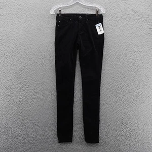 Pantalones de terciopelo negros súper ajustados AG Adriano Goldschmied The Legging para mujer 24 NUEVO - Imagen 1 de 15