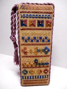 Vintage Handmade Needlepoint Stand-up Shelf Sitter SAMPLER Completed 7" - Picture 1 of 8