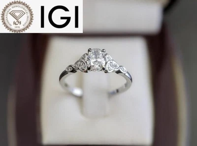 1.30 Ct Oval Cut IGI Certified Lab Grown Diamond Engagement Ring 14K White Gold - Image 1 of 4