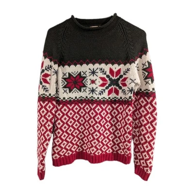 Vintage B.moss Womens Fair Isle Sweater Green Nordic Knit Y2K Cabin Womens Large - Image 1 of 4