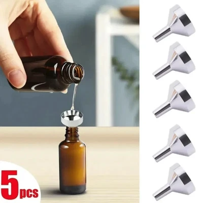 5pcs Mini Stainless Steel Funnels: Wide Mouth with Detachable Filter for Kitchen - Image 1 of 4