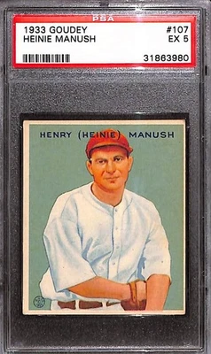 Goudey #107 1933 Heine Manush PSA 5 EX 31863980  Foto 1 de 3