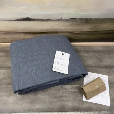 Pottery Barn Emery Linen/Cotton Curtain Drape 50”x84” Blackout Steel Blue OB - Image 1 of 4