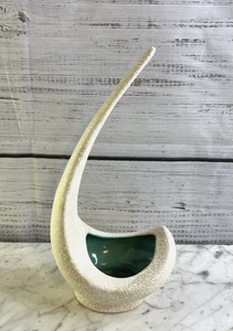 Original USA Skulptur Übertopf Vase weiß Lava gesprenkelt Keramik MCM Pottery - Bild 1 von 15