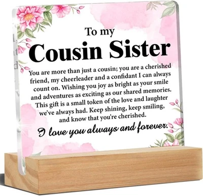 Cousin Sister Acrylic Desk Plaque Sign - Christmas & Birthday Gift for Women ... - Image 1 of 4