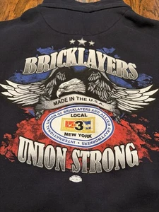 Maglione Union Strong Local 3 New York 1/4 zip grafica doppia faccia muratori - Foto 1 di 8