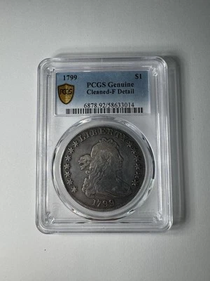 1799 Draped Bust Dollar PCGS Genuine Cleaned F Detail - Image 1 of 4