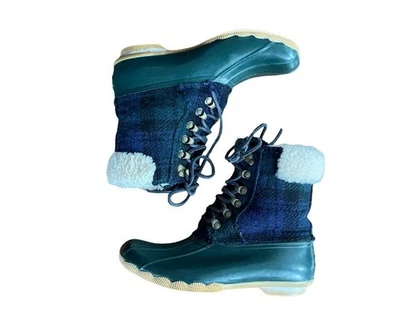 J. Botas Crew X Sperry Topsider a Cuadros Lana Transparente Goma Pato Talla 7 Preppy Foto 1 de 4