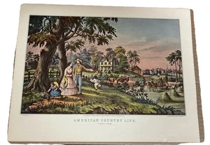Impresión de libro de papel vintage Currier and Ives American Country Life 12x15 - Imagen 1 de 4