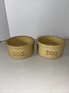 2 Pottery Dog Bowl R.R.P. Co Roseville OH USA 5.5" Wide Yellow Stoneware #200 - Picture 1 of 6