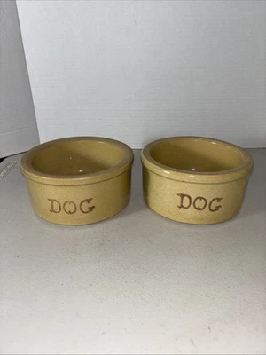 2 керамические миски для собак R.R.P. Co Roseville OH США 5,5 дюйма широкая желтая керамика No200 - Изображение 1 из 4
