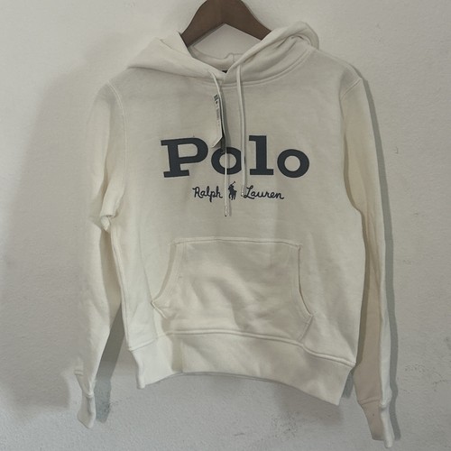 OFF WHITE Polo Ralph Lauren Felpa con Cappuccio Taglia S Avorio Crema Donna
