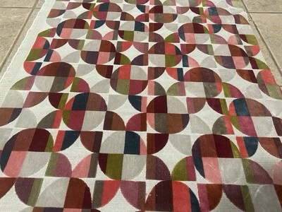 Clarke & Clarke F1682/02 Delaunay Magenta Fabric Raised velvet shapes 50”x24”New - Image 1 of 4