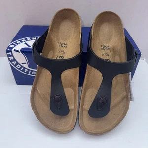 Birkenstock Gizeh BS Black Leather Size 37M (Women's 6-Men's 4) With Box - Picture 1 of 6