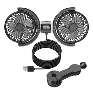 Portable Car Fan with Dual Speed and 360 Degree Rotation for Summer Travel - Picture 1 of 16
