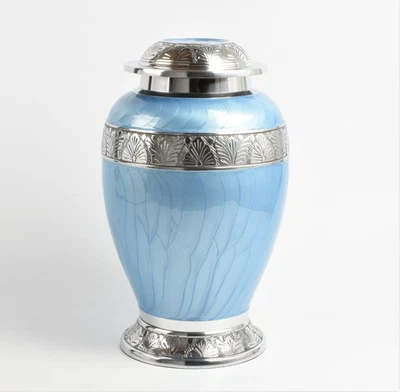 Elegant Blue Aluminium Urn – Large Size for Adult Ashes, Cremation Memorial - Image 1 of 2