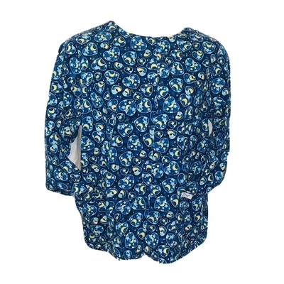 M гребень скраб куртка Луна звезды сердца печать Snap спереди длинным рукавом вязаные манжеты - Изображение 1 из 4