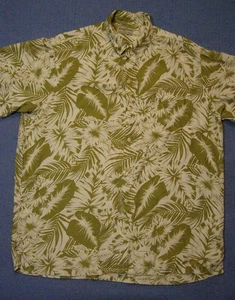 Camisa Aloha Kenny Flowers Estilo Hawaiano Hojas de Seda y Flores Verde Blanco Talla XXL - Imagen 1 de 9
