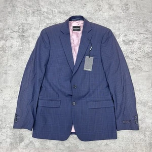 Blazer Without Prejudice Para Hombre Azul Cuadros 40R Tollegno 1900 Lana Italiana PVP £349 - Imagen 1 de 9