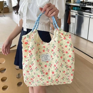 Sweet Drawstring Shopping Bag Flower Commuting Tote Bag Girls - Picture 1 of 16