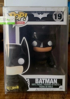 Funko Pop #19 Batman The Dark Knight Rises Sticker Residue Top Corner As Seen - Image 1 of 4