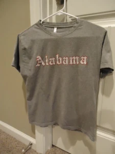 Vintage lettering Univ of AL Ladies "ALABAMA" fitted t-shirt, Gray/grey, size M - Picture 1 of 4