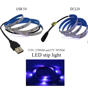 12V 5V Flexible LED Strip Ultraviole Purple light 2835 UVC+UV 270nm+395nm UV - Picture 1 of 8