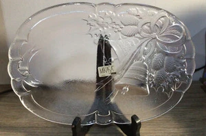 New Vintage MIKASA Crystal "Holiday Bells" Christmas Oblong Plate Decor *C - Picture 1 of 6
